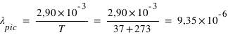 lambda_pic=2,90*10^(-3)/T = 2,90*10^(-3)/(37+273)=9,35*10^(-6) 
