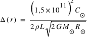 Delta(r) = (1,5*10^11)^2*C_soleil/(2*rho*L*sqrt((2*G*M_soleil*R_soleil)))