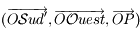 (\overrightarrow{O\mathcal{S}ud'},\overrightarrow{O\mathcal{O}uest},\overrightarrow{OP})