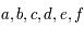 a,b,c,d,e,f