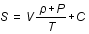 S=V*((rho+P)/T)+C