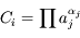 C_i = \prod a_j^{\alpha_j}