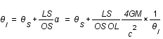 theta_I=theta_S+(LS/OS)*alpha=theta_S+(LS/OS*OL)*(4GM/c^2)*(1/theta_I)