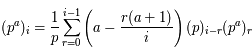 (p^a)_i=\frac{1}{p}\sum_{r=0}^{i-1} \left ( a -\frac{r(a+1)}{i}\right) (p)_{i-r}(p^a)_r