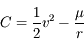 C=\frac{1}{2}v^2-\frac{\mu}{r}