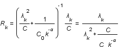 R_k=(lambda_k^2/C +1/C_0*k^(-alpha))^(-1)*(lambda_k/C)=lambda_k/(lambda_k^2+C/C_0*k^(-alpha))