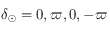 \delta_\odot=0, \varpi, 0, -\varpi