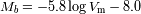Mb=- 5.8 log Vm - 8.0