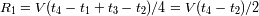 R1=V (t4- t1 + t3 - t2)/4 = V (t4 - t2)/2