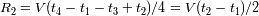 R2=V (t4- t1 - t3 + t2)/4 = V (t2 - t1)/2