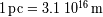 16 1pc=3.1 10 m