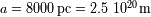 a=8000 pc = 2.5 1020 m