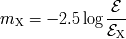 E mX = - 2.5 log ---- EX