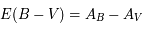 E(B-V)=A_B-A_V