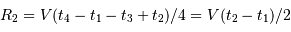 R_2 = V (t_4-t_1-t_3+t_2) /4 = V(t_2-t_1)/2