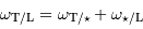 \omega _{\mathrm{T/L}} = \omega_{\hbox{\scriptsize\rm T}/\star} + \omega_{\star/\hbox{\scriptsize\rm L}}