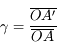 \gamma = \frac{\overline{OA'}}{\overline{OA}}