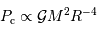 P _{\mathrm{c}} \propto { {\cal G} M^2 R^{-4}}