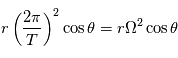 r\left(\frac{2\pi}{T}\right)^2\cos\theta = r\Omega^2\cos\theta