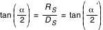 tan(alpha/2)=R_S/D_S=tan(alpha^'/2)